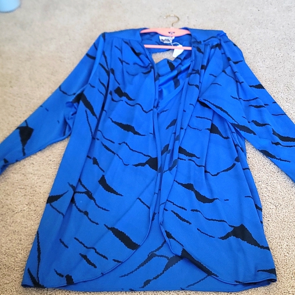 Vintage Electric Blue Open Blouse Jacket